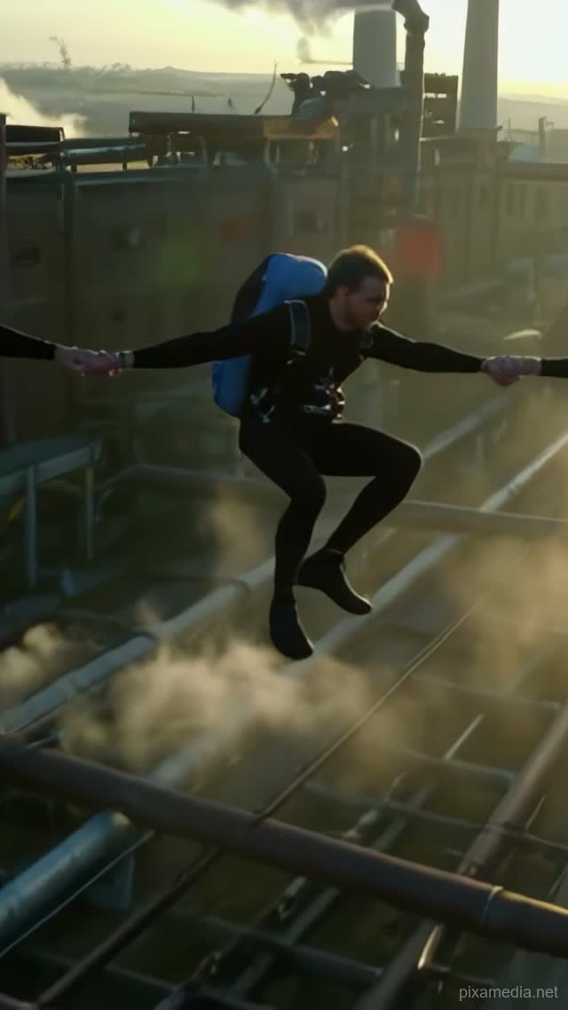 Freefall Over Iron Works - Action & Stunts AI stock